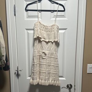 Vici Cream Knit Layered Mini Dress
